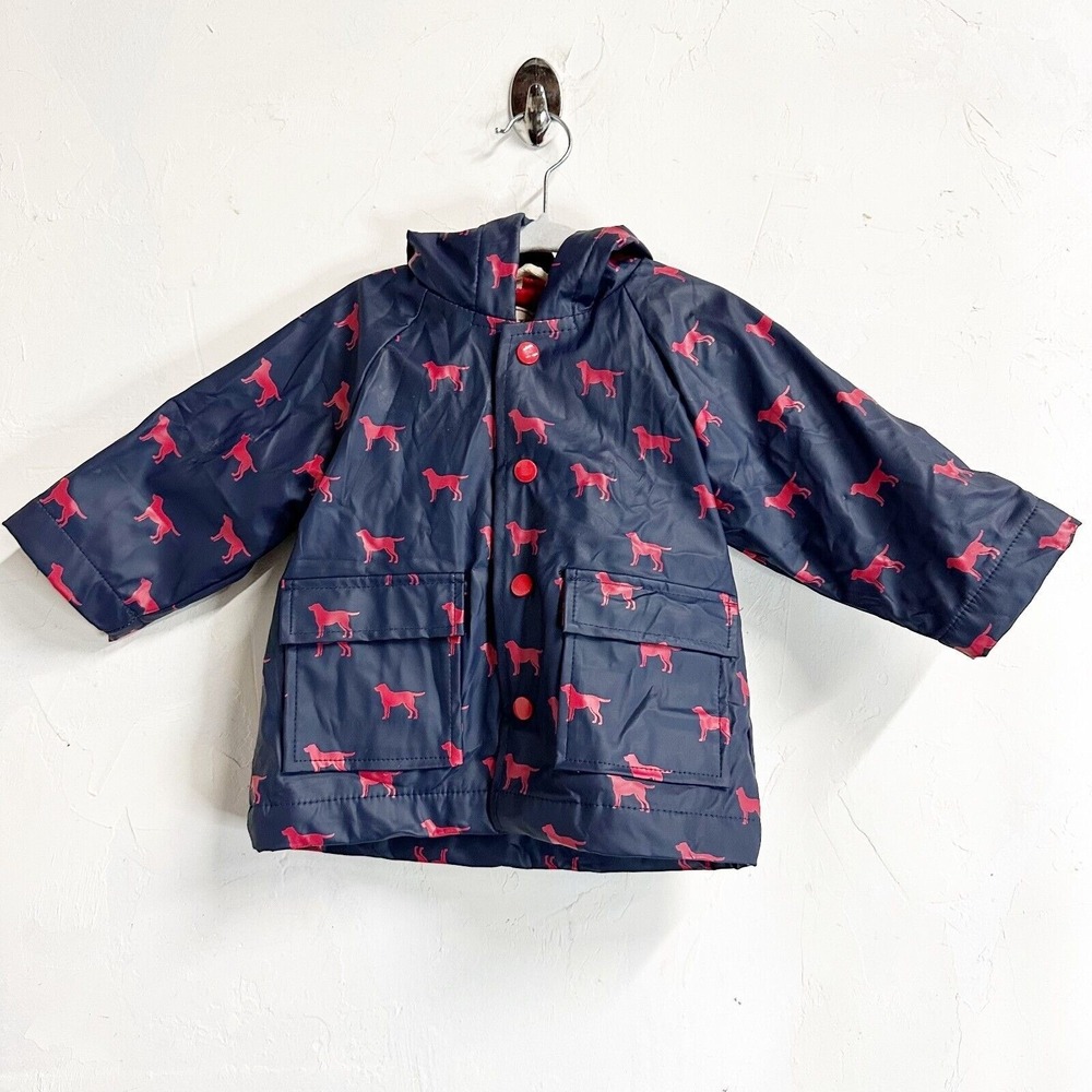 Hatley Kids Navy Blue Pink Dog Novelty Raincoat Fleece Lined Jacket 9-12 Months